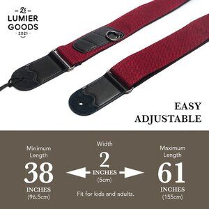 Lumier Guitar Strap Burgundy Red With 3 Picks and 3 Pick Holders